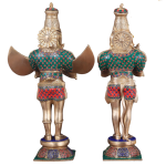 Pure Brass Divine Vahana Pair with Meenakari | Hanuman 21.5" & Garuda 22" | Total 21 kg Sacred Art | Majestic Guardian Murti Set